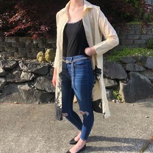 Creme-Black Statement Coat